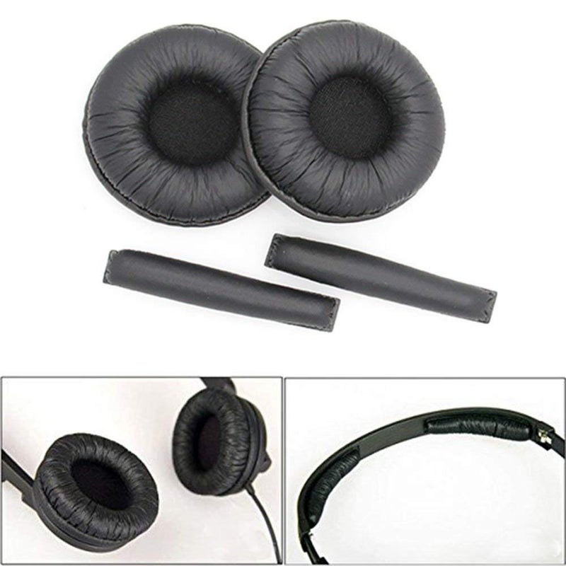 Tvoip 4 Pair Ear Cushions Leatherette Spare Replacement Earpads for Plantronics Supra Plus Encore and Most Standard Size 50mm Office Telephone Headsets H251 H251N H261 H261N H351 H351N H361 H361N - Image 3